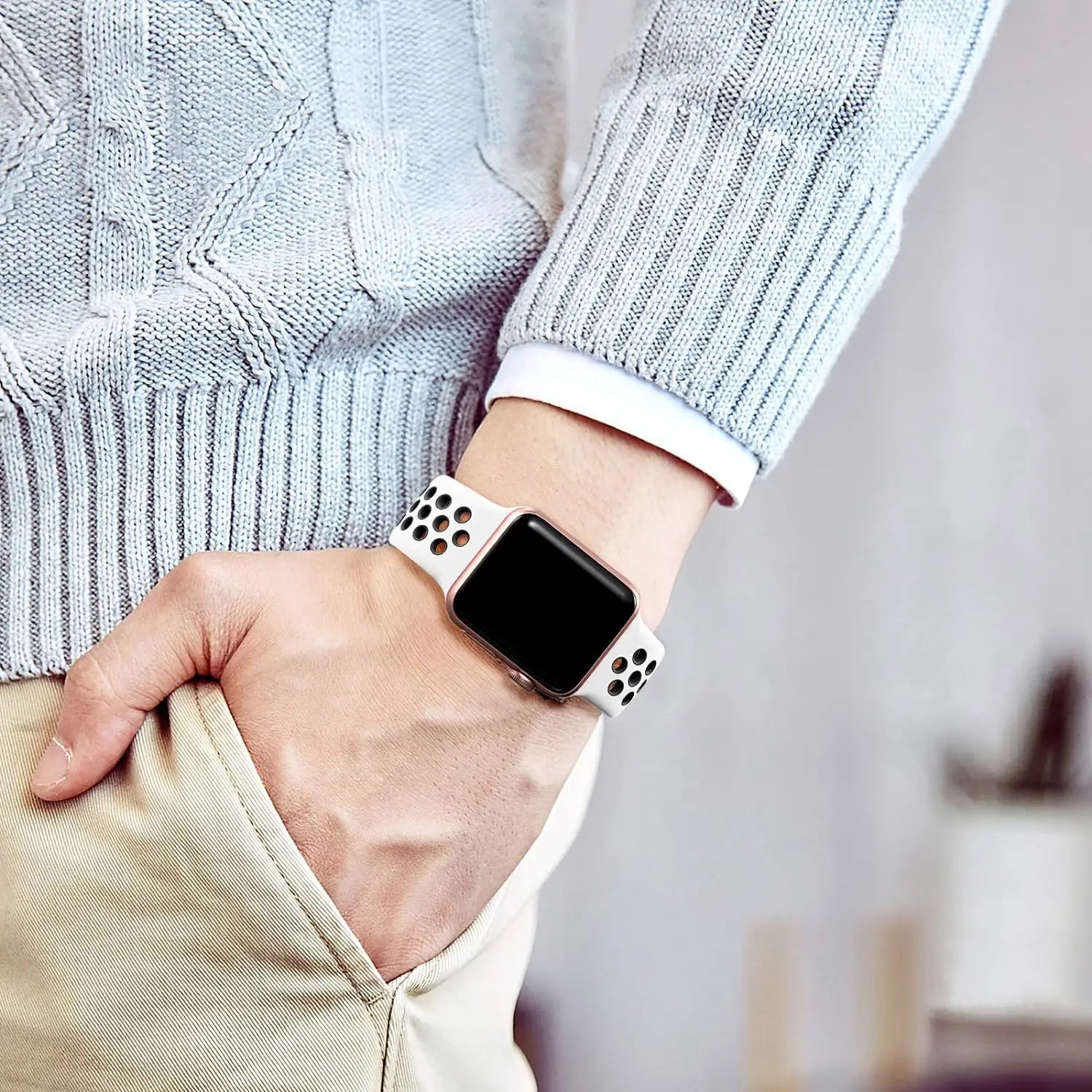 Breathable Silicone Sport Watch Strap Compatible with Apple Watch Ultra & Series