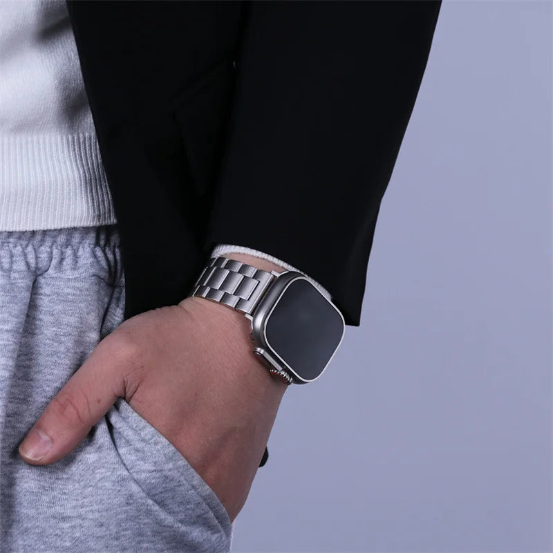 Stainless Steel Link Watch Strap Compatible with Apple Watch Ultra & Series