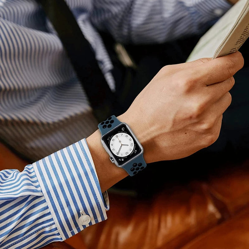 Breathable Silicone Sport Watch Strap Compatible with Apple Watch Ultra & Series