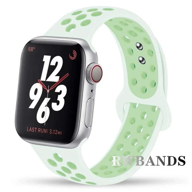 Breathable Silicone Sport Watch Strap Compatible with Apple Watch Ultra & Series